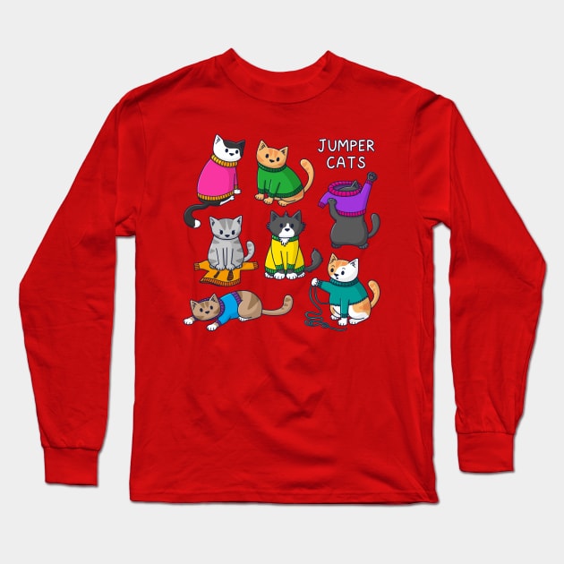 Jumper Cats Long Sleeve T-Shirt by Doodlecats 